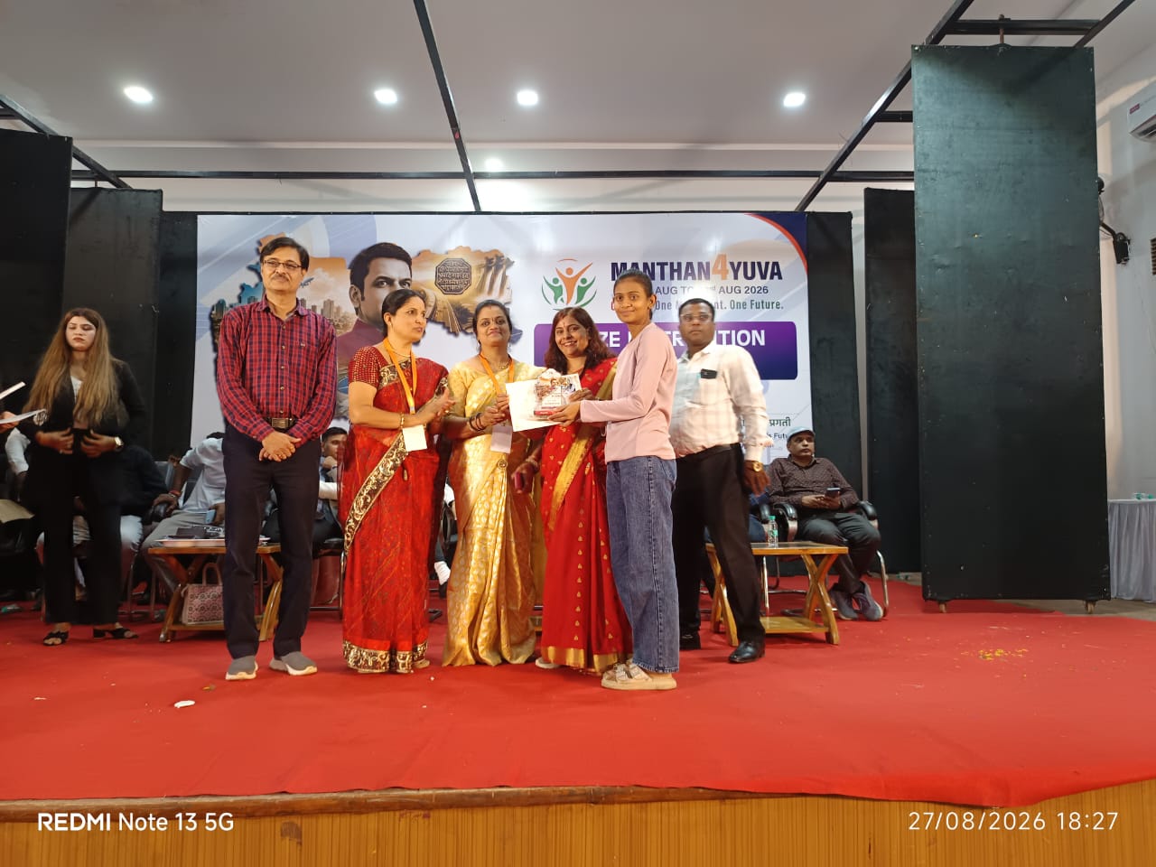 <p>Manthan 4 Yuwa&nbsp;</p>

<p>Consolation Prize in Sports Category&nbsp;</p>

<p>Congratulations! Congratulations!! Congratulations!!! ????????</p>

<p>Another honor in the veins of your college!</p>

<p>In the 'Campus Leaders Summit' organized under 'Manthan 4 Yuwa' (Manthan4Yuwa), the international disabled athlete of our college Ms. Nidhi Tarale has achieved remarkable success in the category of 'Sports Leader'.</p>

<p>She has received a cash prize of ?1000/- (one thousand rupees) and a citation for her impressive presentation on &ldquo;Sports Leadership: Overcoming Disability, International Success and Action Plan for Sports Development&rdquo;.</p>

<p>This success of the fund which brightens the name of our country and college at the national and international level despite being deaf and dumb (divyang) is very proud and inspiring for all of us.</p>

<p>She was felicitated at the prize distribution ceremony held on Thursday, 27th August 2026 at Guru Nanak Bhawan, University Campus, Nagpur.</p>

<p>Ms. Nidhi Tarale's College Hon. Heartfelt congratulations from Principal, all faculty, non-teaching staff and all students and best wishes for her upcoming international sports journey and bright future.</p>
