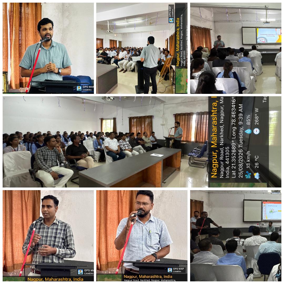 <p>Organized By NSS Cell and Glenmark Company, Nagpur Division</p>

<p>Date 25th August 2026</p>

<p>Speaker Dr Saransh Barai</p>

<p>Chairperson: Dr Shrikant Thakare</p>

<p>Dr Nitin Raut</p>

<p>Dr Pitambar Gayakwad</p>

<p>Dr Manojkumar Varma</p>

<p>Mr Abhishek Umare</p>

<p>Mr Sumik Bhingare</p>

<p>Dr Vijay Rahangdale</p>
